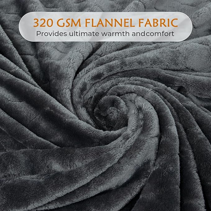 TOONOW Fleece Blanket Fuzzy Plush Throw Blanket 50" x 60", Super Soft Fluffy Bed Blanket Geometric Pattern Comfy Microfiber Flannel Blankets for Couch, Bed, Sofa, Dark Grey