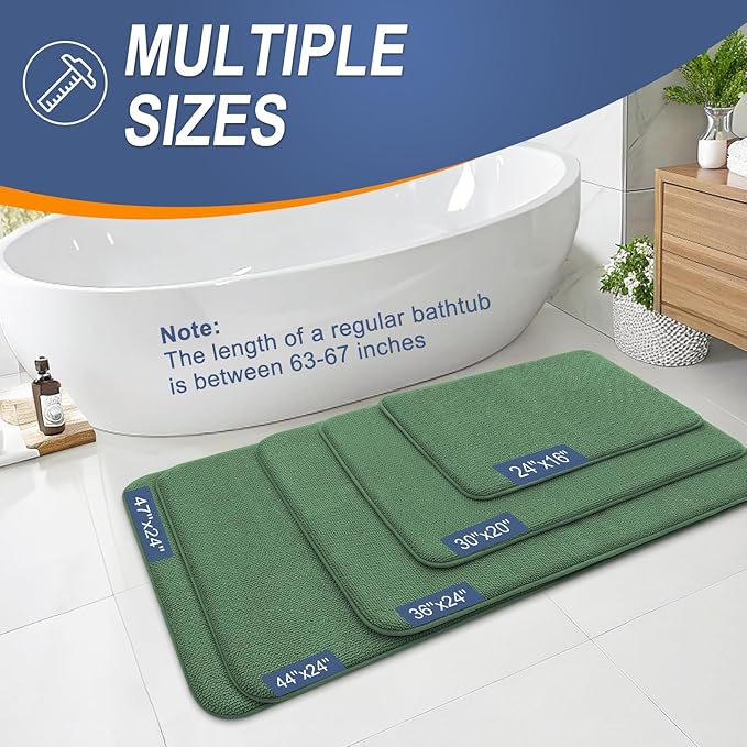 OLANLY Thick Memory Foam Bath Mat Rug 30x20, Extra Soft Absorbent Bathroom Rug, Quick Dry Bath Mats, Non-Slip, Machine Washable Carpet for Bathroom, Tub and Shower, Home Decor Accessories, Olive Green