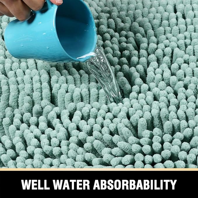 H.VERSAILTEX Bathroom Rugs Bath Mats Non Slip Luxury Chenille Bathroom Rug Mat 24x36 Extra Soft and Absorbent Shaggy Rugs Washable Dry Fast Plush Area Carpet Mats, Tub - Aqua