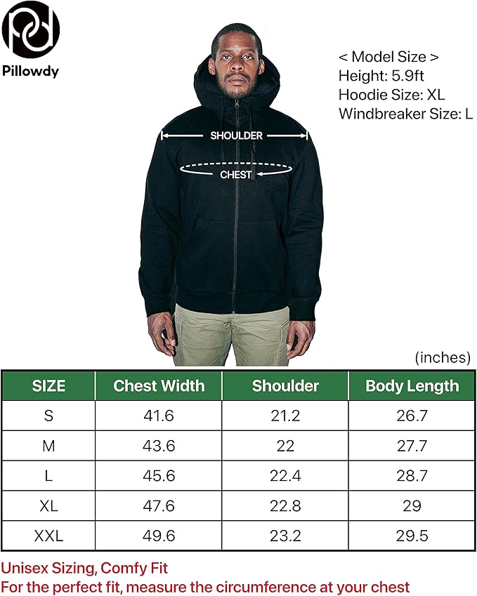 Full Zip Hoodie – Inflatable Built-in Travel Pillow – Comfortable Rest On-The-Go – Perfect for Airplane and Trips