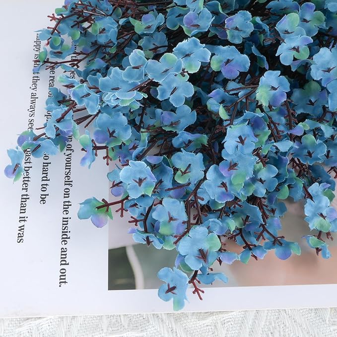 AILANDA 12Pcs Fall Babys Breath Artificial Flowers Faux Gypsophila Bouquet Real Touch European Fake Silk Flowers for Home Wedding Bouquets Floral Arrangement Party Vase Autumn Table Decor (Fall Blue)