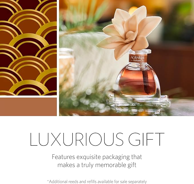 AGRARIA AirEssence Flower and Reed Diffuser Set, Hand Crafted Sola Flower Botanical Home Fragrance Diffuser, Scented Oil Reed Diffuser, Flower and Reed Diffuser Gift Set for All Occasions