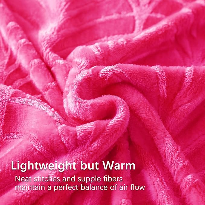 Whale Flotilla Flannel Fleece Queen Size Blanket for Bed, Soft Fluffy Velvet Bedspread Coverlet with Decorative Vintage Pattern for All Season, Warm and Lightweight, 90x90 Inch, Hot Pink
