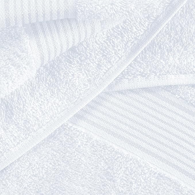 Belizzi Home Ultra Soft 6 Pack Cotton Towel Set, Contains 2 Bath Towels 28x55 inch, 2 Hand Towels 16x24 inch & 2 Wash Coths 12x12 inch, Ideal Everyday use, Compact & Lightweight - White