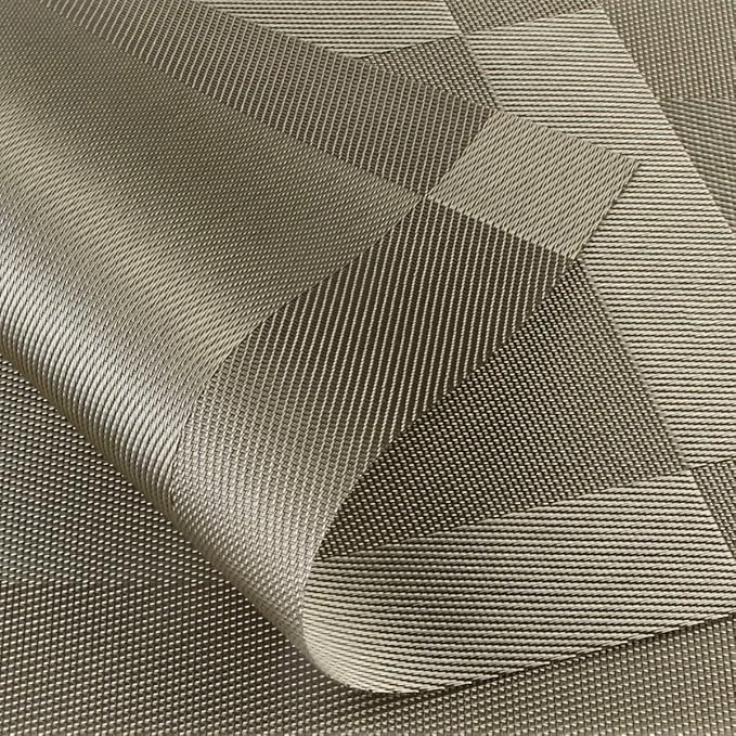 DACHUI Placemats, Heat-Resistant Placemats Stain Resistant Anti-Skid Washable PVC Table Mats Woven Vinyl (6pcs, Coffee-Cross)