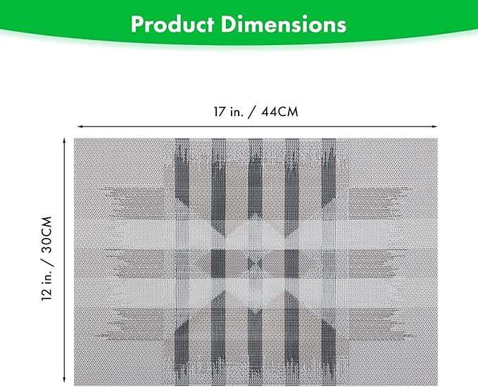 Winknowl Placemats Set of 4, Heat Resistant Stain Resistant Woven Vinyl Insulation Place mats, Durable Washable Elegant Table Mats for Kitchen Dining Table Decor (Geometric Gray)