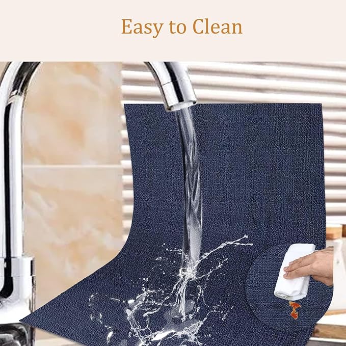 DACHUI Placemats Set of 4, Linen Look Woven Place Mats, Water Resistant, Heat Resistant, Washable, Durable Table Mats (Navy Blue)