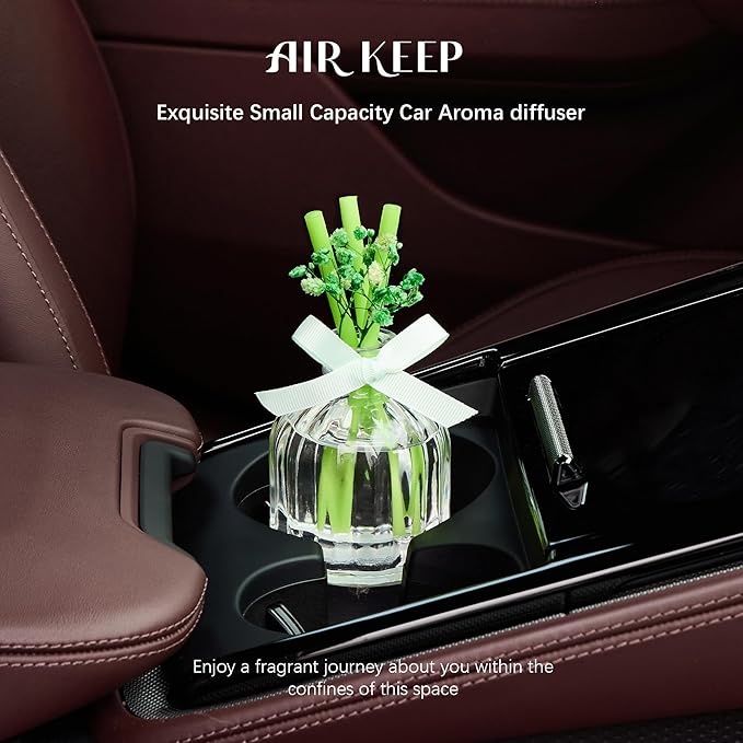 Airkeep Reed Diffuser Set with 3 Sticks,3.04oz White Tea Baby's Breath Flower Flame Free Fragrance Diffuser for Home Décor Floral Diffuser Room Fresheners for Home Long Lasting