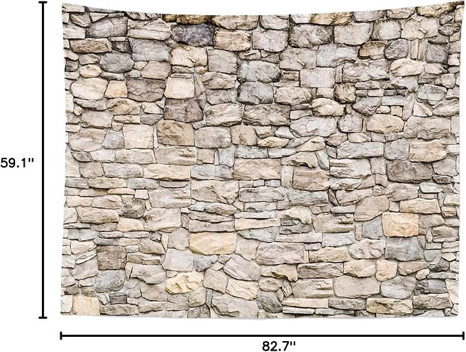 Loccor Brick Wall Tapestry Yellow Old Stone Wall Tapestries Wall Hanging W80 x H60 Vintage Rock Masonry Stonewall Abstract Art Tapestry Brick Photo Backdrop Bedroom Living Room Dorm Home Decor