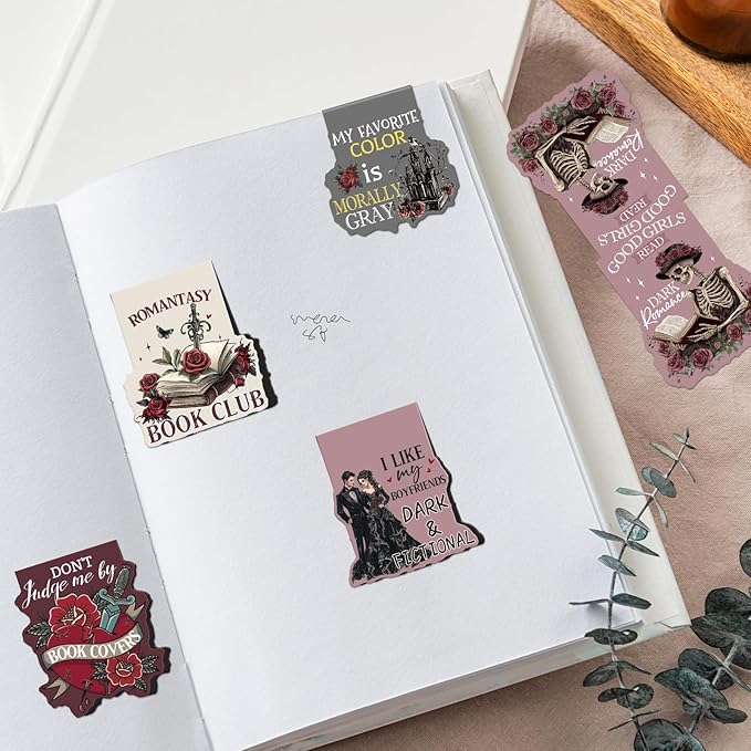 Dark Romance Magnetic Bookmark - 8 PCS Gothic Magnetic Bookmarks Skeleton Flower Book Mark Magnets Romantasy Page Marker Clip Gift for for Women Girls Dark Romance Reader Students Teachers
