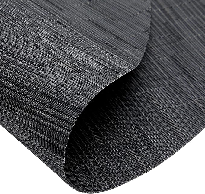 SHACOS Large Size Wedge Placemats with Centerpiece Round Mat Set of 5 Round Table Place Mats Washable Dining Table Placemats Reversible Durable, Black Gray