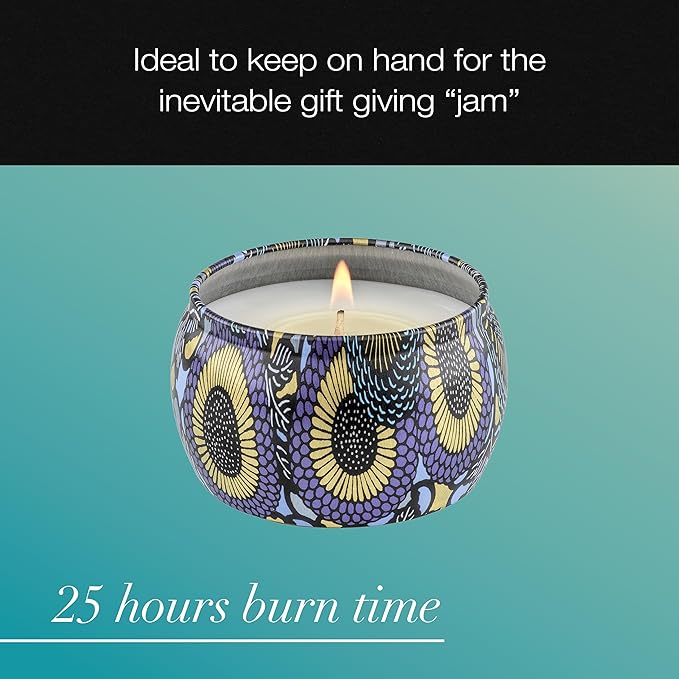 Voluspa Apple Blue Clover, Mini Tin Candle, 4 oz, 25 Hour Burn Time, Coconut Wax for Clean Burning, Handcrafted in The USA