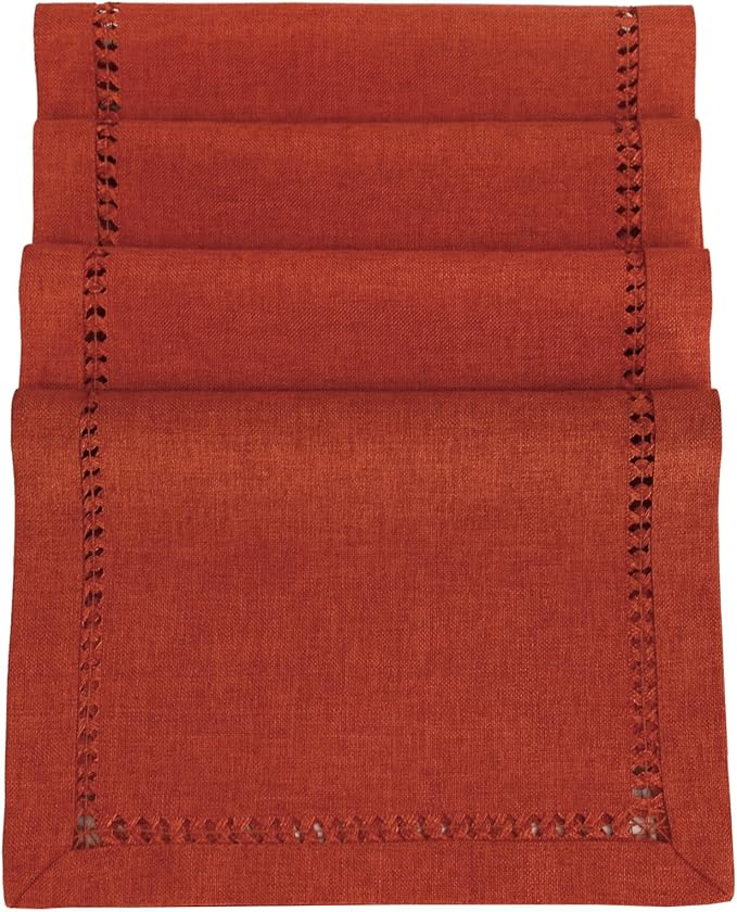Grelucgo Handcrafted Solid Cinnamon Color Dining Table Placemats for Fall or Autumn, Double-Hemstitched (Cinnamon, 12 x 18 Placemats (Set of 4))