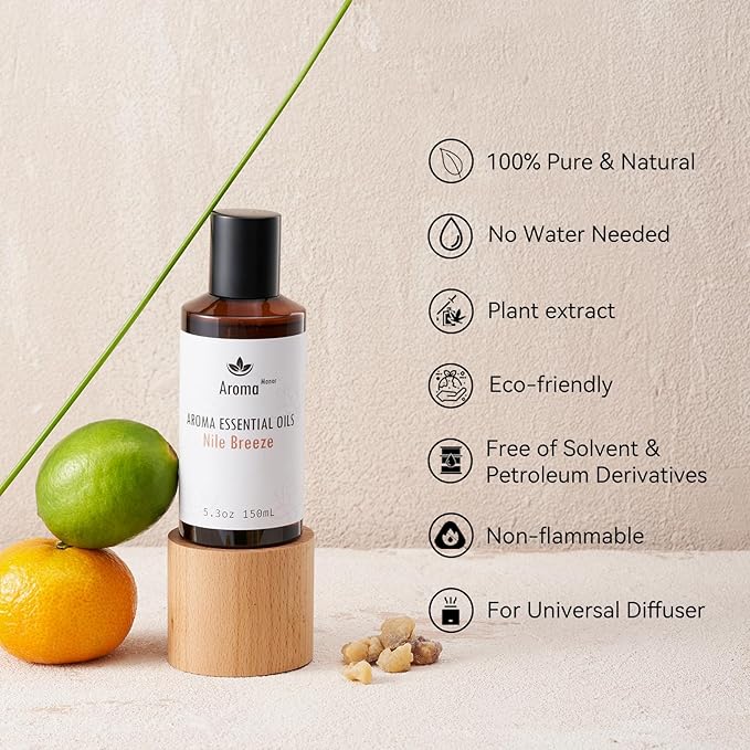 Aroma Essential Oil Blend - Nile Breeze | Inspired by JW Marriott Hotel Scent | Hotel Fragrance Oil for Diffuser Machines | Citrus, Jasmine & Cedarwood | Aromatherapy Oils for Large Rooms | 5.3 fl oz