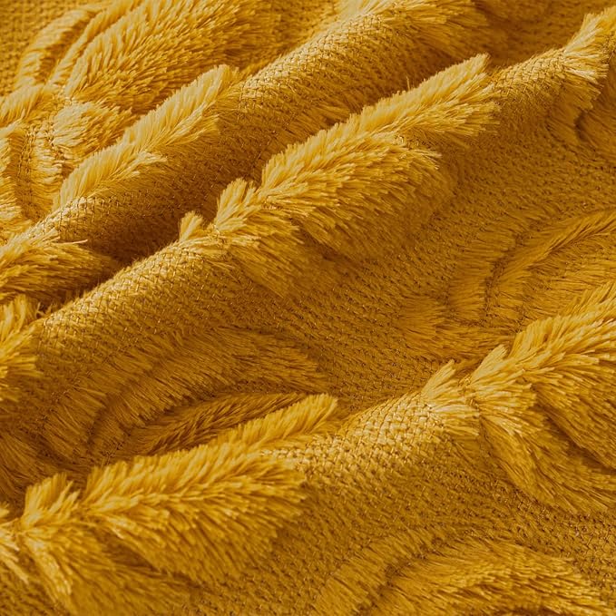Pumpkin Fall Decorative Throw Pillow Covers 12"x20", Set of 2 Mustard Yellow Soft Faux Fur Pillow Covers for Autumn Harvest, Fluffy Plush Accent Pillow Cases for Farmhouse Halloween Decor