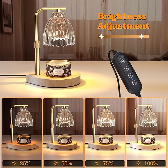 Candle Warmer Lamp with Adjustable Height, Timer & Dimmer, Birthday Gifts for Women, Elegant Gift Box & Greeting Card, Candle Lamp with 2 Bulbs for Home Decor/Bedroom/Office