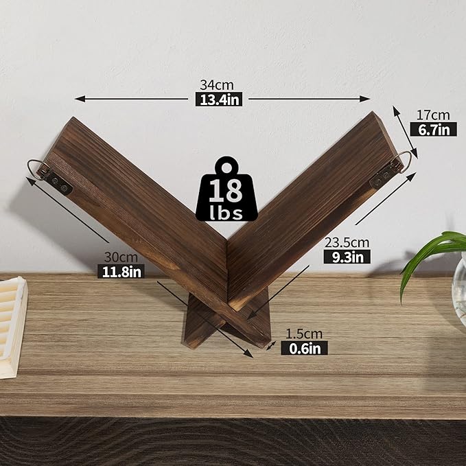 Afuly Floating Shelves for Wall, Funky Wall Mount Bookshelves Small Natural Wood Bookshelf Hanging Storage Organizer Modern Home Decor for Living Room Bedroom Study Tabletop, Set of 2 Brown