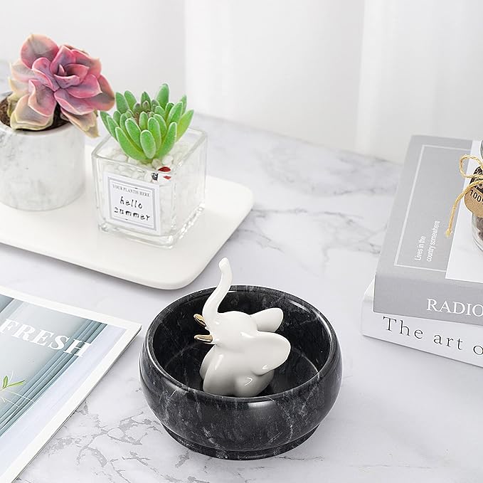 4.72 Inch Decorative Bowls - Natural Marble Key, Coffee Table Centerpiece, Soap Serving, Incense Burner, Smudge Bowl