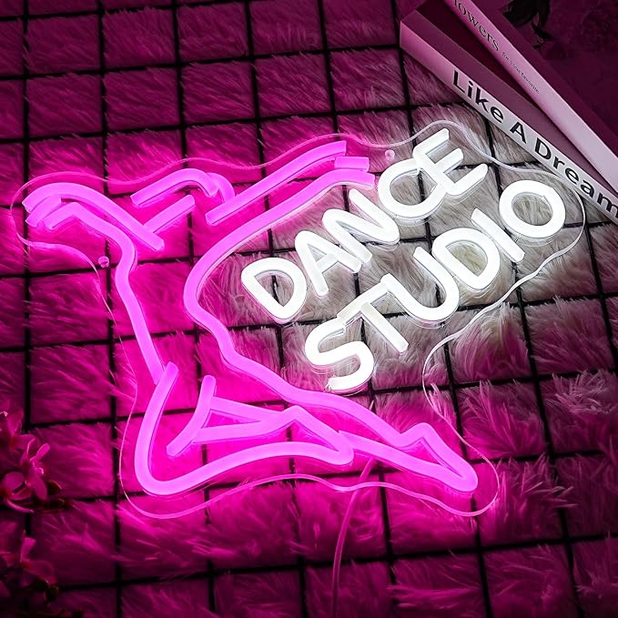 Dance Studio Neon Sign Dance Enthusiasts Neon Signs for Dance Studio Wall Decor White Letter Neon Light Sign for Dancing Party,Bar Accessories,Valentines' Day