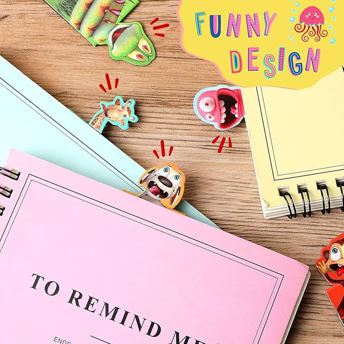 Sepamoon 12 Pcs Magnetic Bookmarks Book Marks Cute Magnet Page Markers Page Clips Funny Animal Bookmarks for Students Teacher Reading Party Favor (Animal Style)