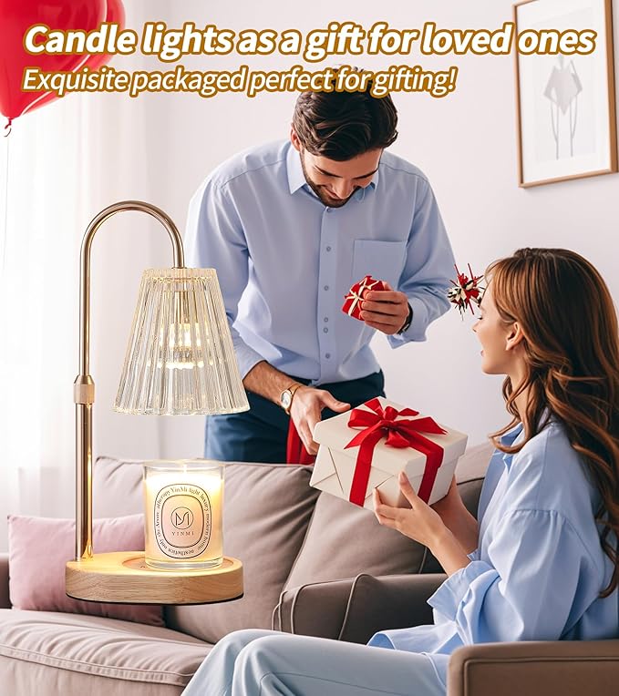 Candle Warmer Lamp WithTimer and Dimmer,Fragrance Electric Wax Melt Warmer with 2 Bulbs,Scented Jar Lamp,Mother's Day/Birthday/Christmas Gifts for Mom/Wife,Home Decor,Adjustable Height