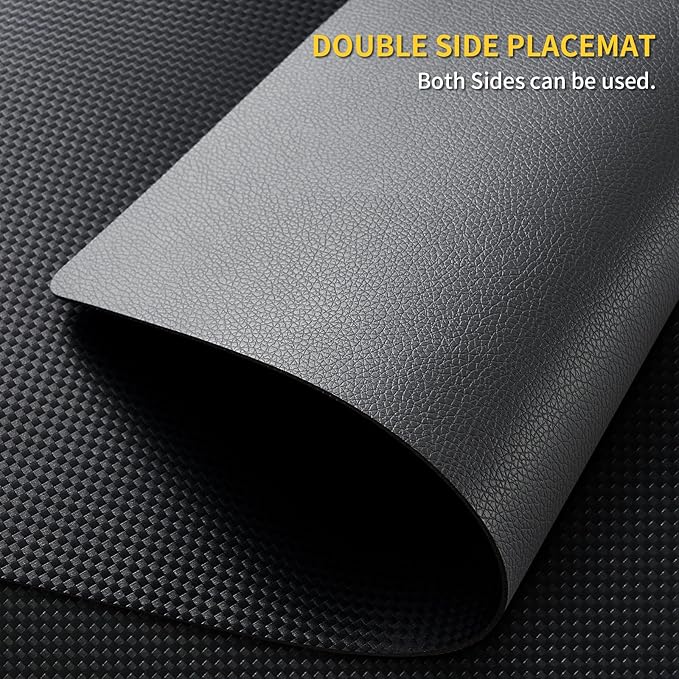 Placemats Set of 8 with Coasters Dual Sided Heat Stain Resistant Place Mats Faux Leather Table Mats Non-Slip Waterproof Oil-Proof Washable Wipeable Table Placemats for Dining Patio Table Kitchen