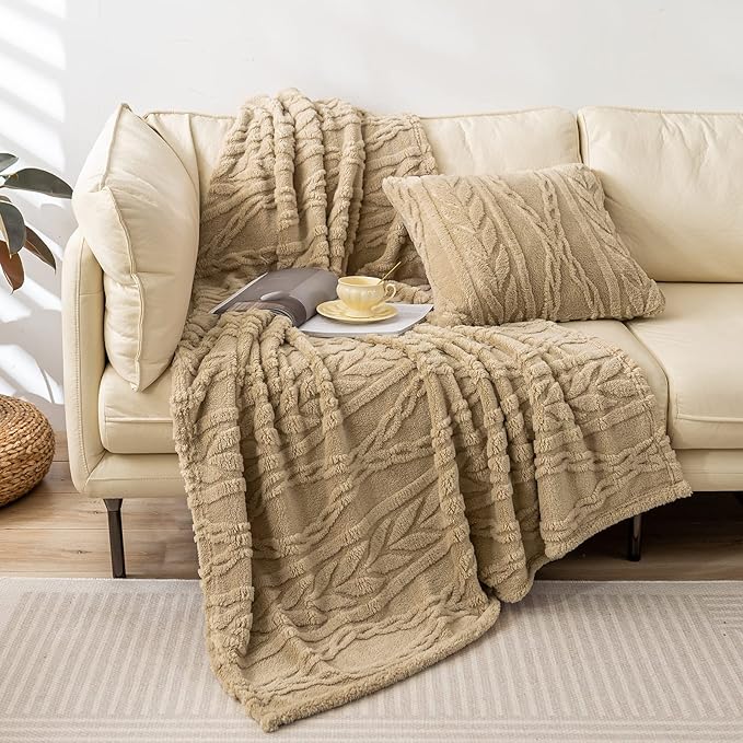 YUSOKI Sherpa Twin XL Blanket-3D Stylish Design Super Soft Fuzzy Cozy Warm Blanket Thick Plush Fluffy Furry Blankets for Teen Girls Women Couch Bed Sofa Chair Men Boys Gift(Tan,65"x90")