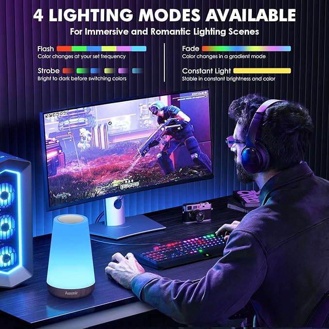 Night Light, Dimmable Touch Lamp for Bedroom, 13 RGB Colors & 5 Brightness, Portable Rechargeable Bedside Table Lamp for Baby Nursery, Night Lights for Bedroom Living Room Bathroom Hallways