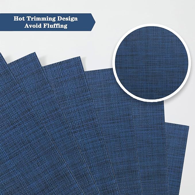Navy Blue Placemats Set of 4 - Heat Resistant Non-Slip Place mats for Dining Table, Washable Durable PVC Vinyl Woven Table Mats (Navy Blue, 4)