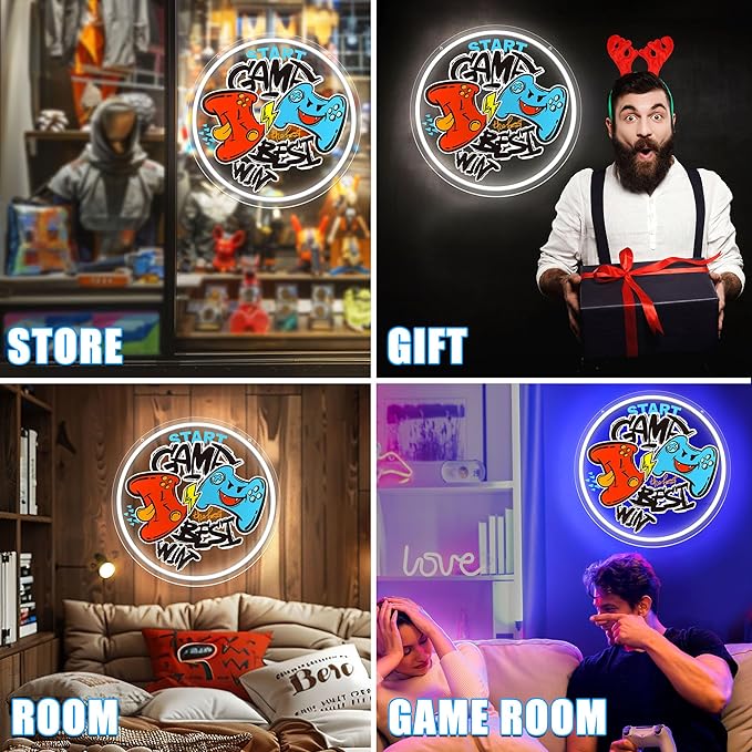 Gamer Neon Sign - LED Light Up Sign for Game Rooms, Boys' Rooms, Teen Spaces, Man Caves, Home Offices - Gift for Gaming Lovers, Ideal Room Decor and Birthday Gifts, Unique Wall Decor