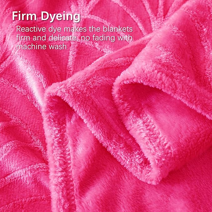 Whale Flotilla Flannel Fleece King Size Blanket for Bed, Soft Fluffy Velvet Bedspread Coverlet with Decorative Vintage Pattern for All Season, Warm and Lightweight, 90x104 Inch, Hot Pink