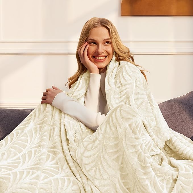 Whale Flotilla Flannel Fleece Twin Size Blanket for Bed, Soft Fluffy Velvet Bedspread Coverlet with Decorative Vintage Pattern for All Season, Warm and Lightweight, 60x80 Inch, Ivory