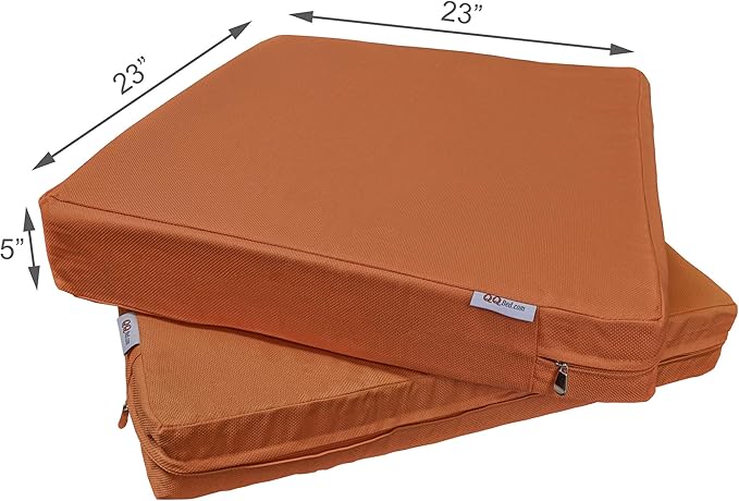 2 Pack 23X23X5 Inch Outdoor Water-Resistant Cushion Pillow Replacement Covers Only with Zipper for Patio Furniture, Sofa, Loveseat, Deep Seat Chair in Rust Color