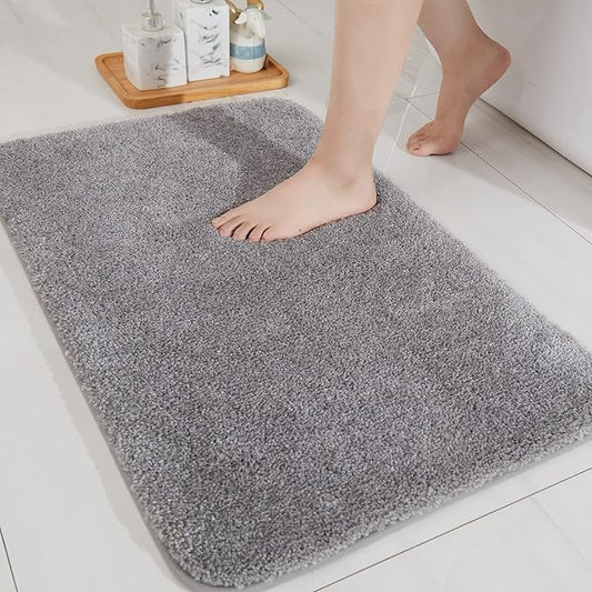 COSY HOMEER Bath Rugs for Bathroom Extra Thick - Anti-Slip Bath Mats Soft Plush Yarn Shaggy 100% Strong Mirco Polyeste Mat Living Room Bedroom Mat Floor Water Absorbent(Grey,20x32 - Inches)