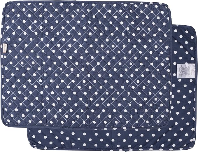 NEOVIVA Quilted Placemat Set of 4 for Dining Table, Heat Resistant Placemats for Dinner, Polka Dots Crown Blue