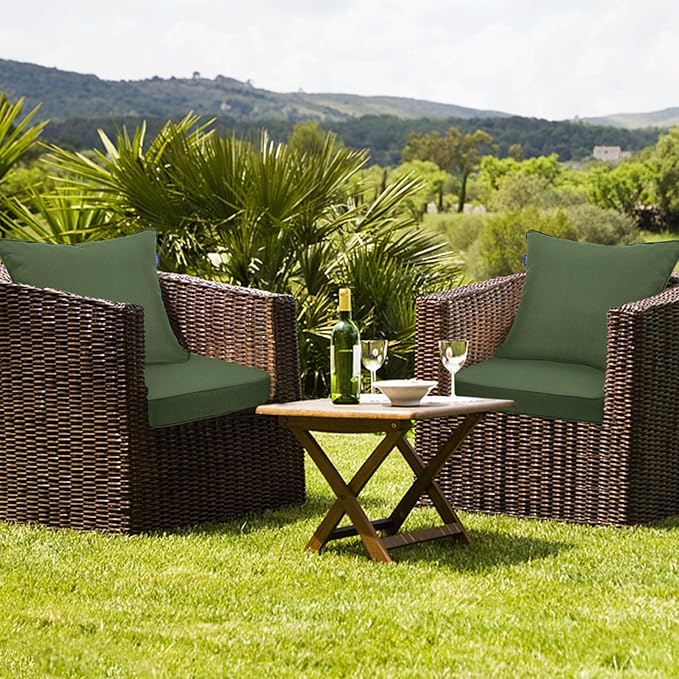 Deep Seat Cushions, Outdoor Cushions, Patio Furniture Cushions, Deep Seat & Back Cushion Patio Cushions with Rmoveable Cover for Backyard Couch Sofa Fade Resistant (19x19x3 in, Solid Moss Green)