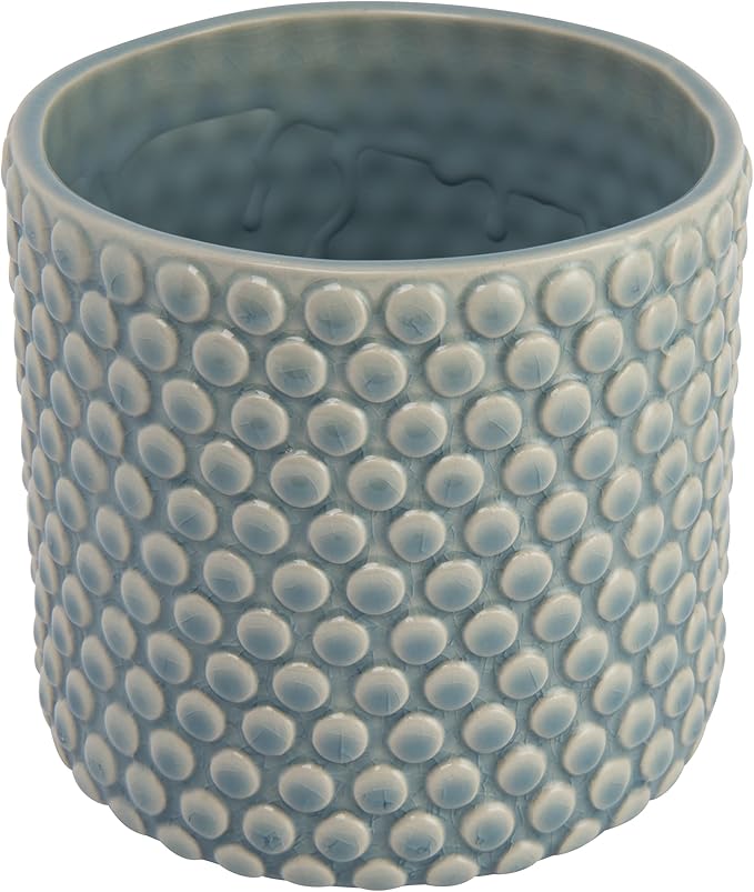 Bloomingville Coastal Stoneware Pot with Raised Dots and Crackle Glaze, Sky Blue, 6"