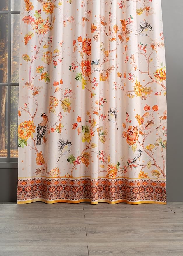 Maison d' Hermine Curtains for Living Room 100% Cotton 84 inch Length One Panel Light Filtering Curtains for Bedroom Windows with Rod and Loop Pockets Drapes (Kelim Prairie, 50" W x 84" L)