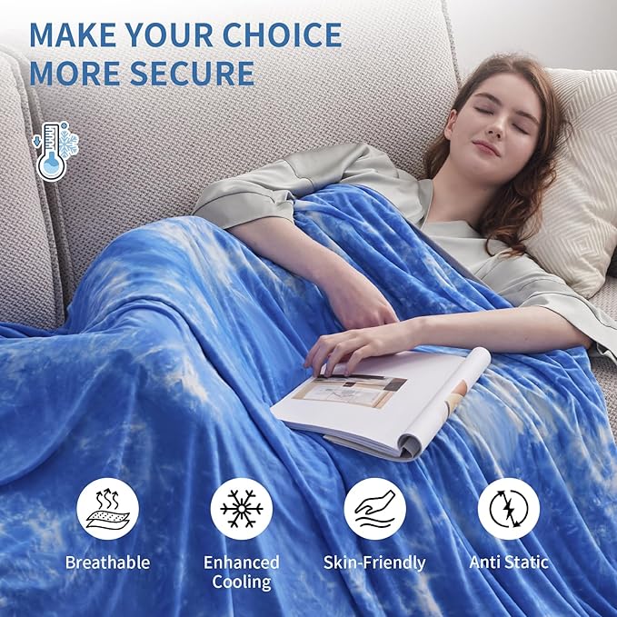Guohaoi Cooling Blanket (90"x108"King Size) for HotSleepers,Decortive Tie Dye,Absorbs Heat to Keep Body Cool for Night Sweats,Arc-Chill Q-Max >0.5Cool Fiber,Keep Cool,All-Season.