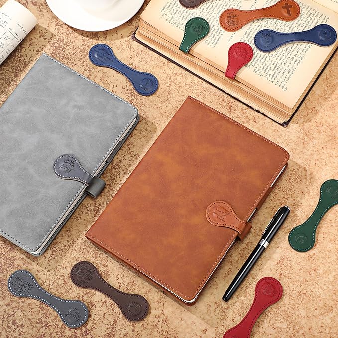 12 Pcs Father Church Gifts Christian Magnetic Bookmarks Bulk Religious Leather Clips Bible Verse Bookmarks Magnetic Page Markers Scripture Church Gifts for Book Lovers Club Readers (Fashion)