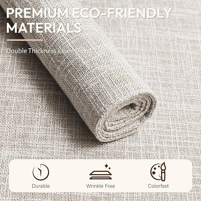 Placemats Set of 4, Dual-Layered Thickened Faux Linen Cloth Place Mats Heat Resistant Machine Washable Wrinkle Free Table Mats Indoor/Outdoor (Cream Beige)
