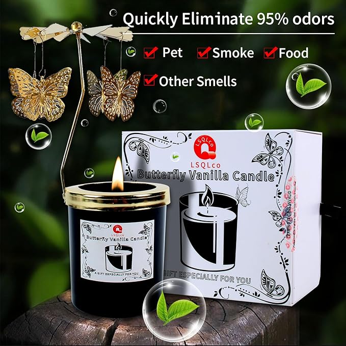Vanilla Bean Odor Eliminating Highly Fragranced Candle Set, Eliminates 95% of Pet, Smoke, Food, and Other Smells Quickly, 50 Hours Long Lasting Candles, Candles Soy Candle Gift Set for Women