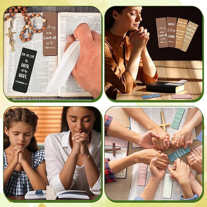 Chinco 30 Pcs Christian Bookmarks Magnetic Bible Verse Bookmarks Religious Scripture Inspirational Church Supplies Motivational Prayer Page Clip for Women Kid Student Teacher School Gift(Morandi)