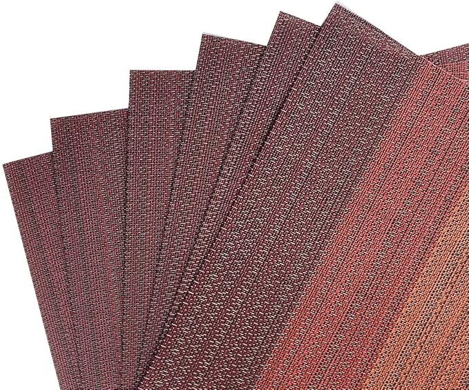 Exquisite Woven Vinyl Placemats for Dining Table Heat Resistant PVC Table Mats (Pack of 6, Red)