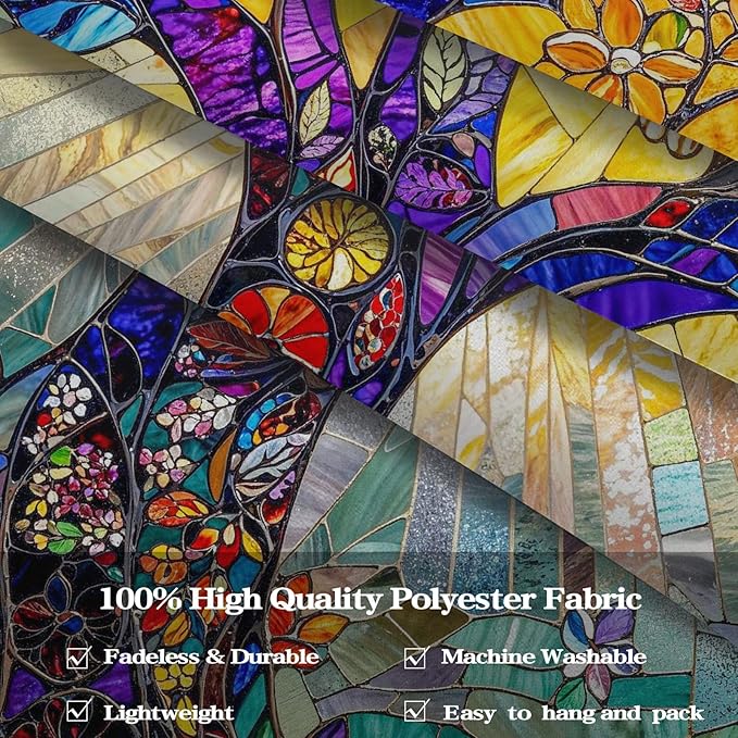Lunerfex Tree of Life Tapestry Stained Glass Tapestry Wall Decor Tapestries for Bedroom Art Tapestries Wall Hanging for Bedroom Living Room Glass-Tree-02 70"x90"