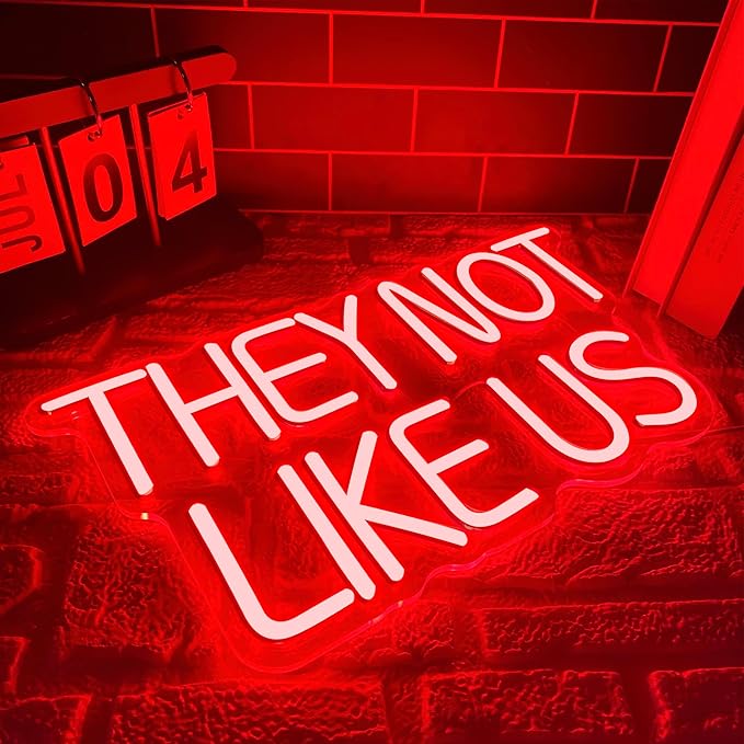 They Not Like US Neon Sign, Dimmable LED Music Neon Signs for Wall Decor, Christmas Ornamentm Black Culture Neon Light Kids Wall Art Room Bedroom Birthday Party Man Cave Christmas Gifts(15.7 * 8.6in)