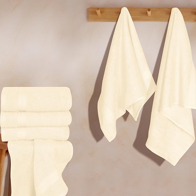 GLAMBURG Ultra Soft 6-Piece Hand Towel Set 16x28-100% Ringspun Cotton - Durable & Highly Absorbent Hand Towels - Ideal for use in Bathroom, Kitchen, Gym, Spa & General Cleaning - Ivory