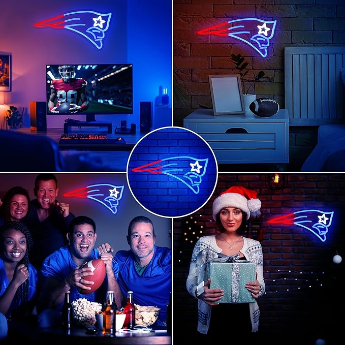 Football Team Neon Sign, Cool Light Up Dimmable Football Team Logo Hanging Led Neon Sign for Wall Decor, Man Cave, Garage, Party, Bar, Game Room Deco, Birthday Gift for Boys Fans