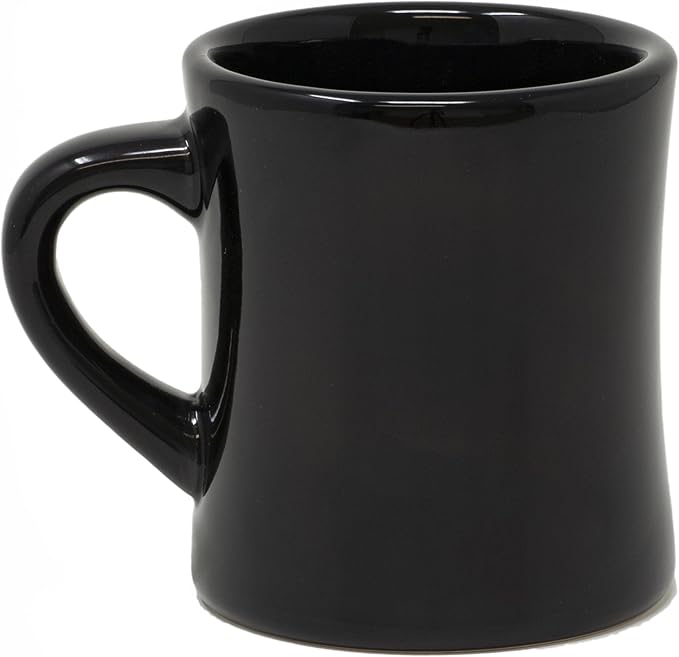 Funny Guy Mugs Classic Retro Diner Coffee Mug - Heavy Duty 10 Oz Stoneware Cup with Easy Grip Handle - Ideal for Hot and Cold Beverages (Black, 10 Ounce)
