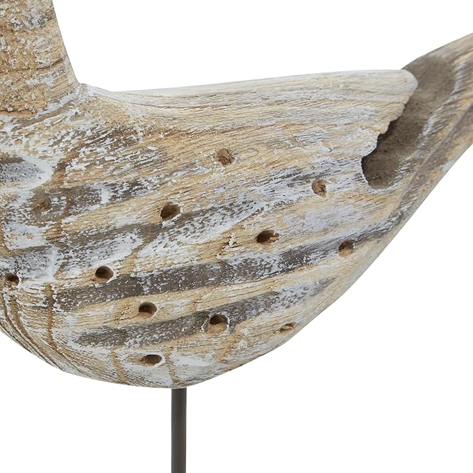 Deco 79 Wood Bird Decorative Sculpture Home Decor Statues, Set of 3 Accent Figurines 11"W, 14"H, Brown